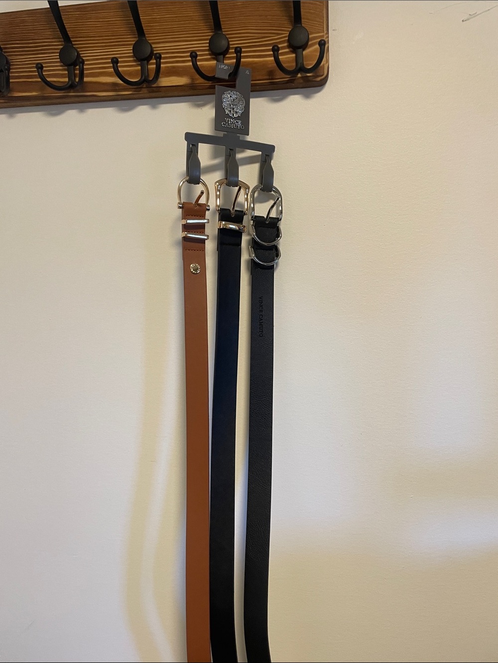 Vince Camuto Leather Belt Trio in Brown and Black